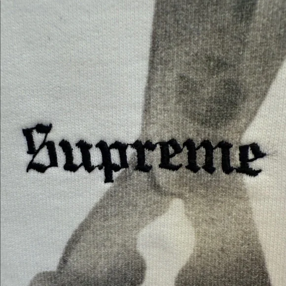Supreme Shears Print Hoodie in White and Tan - Picture 4 of 13